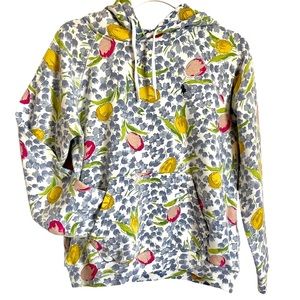 Ralph Lauren Polo Retro Floral Blue Tulip Sweater Hoodie Small